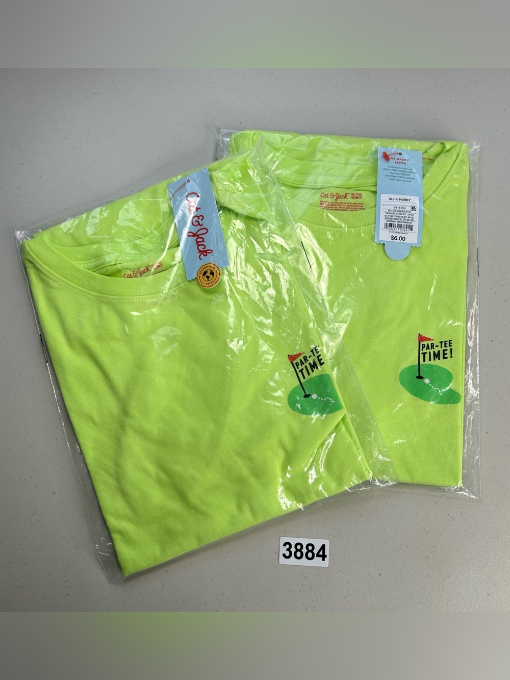 Cat & Jack Kids yellow green Size XL Husky Par-Tee Time T shirt 2 Pack